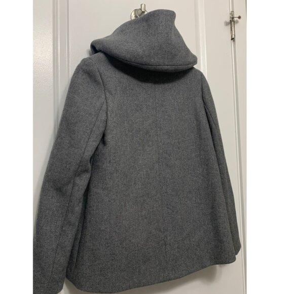 ZARA Gray Wool Blend Hooded A Line Jacket Snap Closure Size US XS - Picture 9 of 10